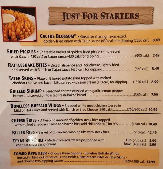 Texas Roadhouse menu in Corona, CA | Steaks, Ribs & More